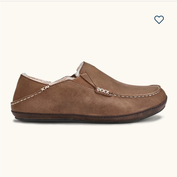 OluKai Other - Olukai Moloa Slipper Brown Upper Leather Drop-In Heels Wool Shearling Size 11M